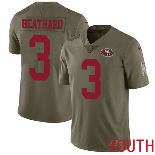 San Francisco 49ers Limited Olive Youth C. J. Beathard NFL Jersey #3 2017 Salute to Service->youth nfl jersey->Youth Jersey